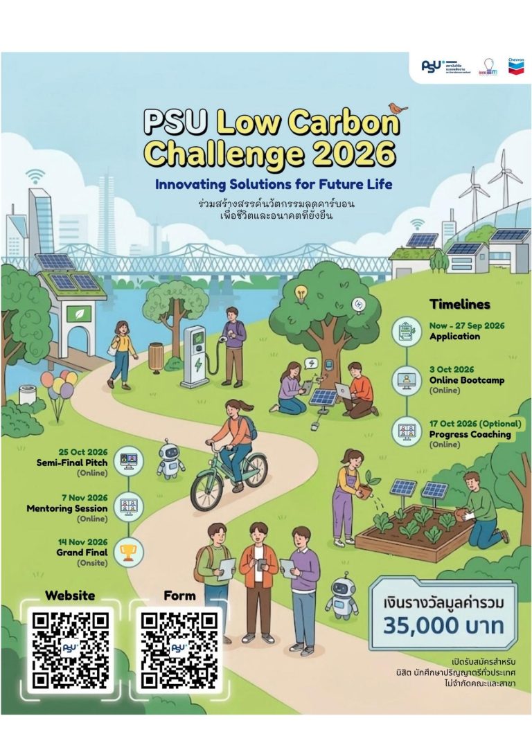 โครงการ PSU Low Carbon Challenge 2026 (PSU LCC 2026) ภายใต้หัวข้อ “Innovating Solutions for Future Life”